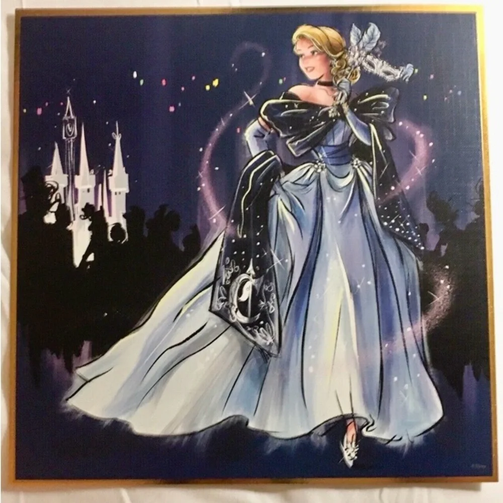 Princess Cinderella Disney Designer Midnight Masquerade Framed Lithograph Print - Picture 1 of 6